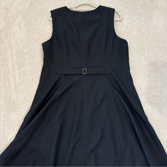 Orvis Black Fit & Flare V-Neck Button Up Sleeveless Wool Dress Jumper Sz 16 VTG - Picture 11 of 14